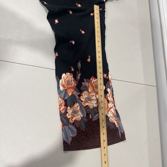 Anthropologie Womens S Black Floral Pull On Blake Pants High Rise Pockets Lounge - Picture 15 of 16